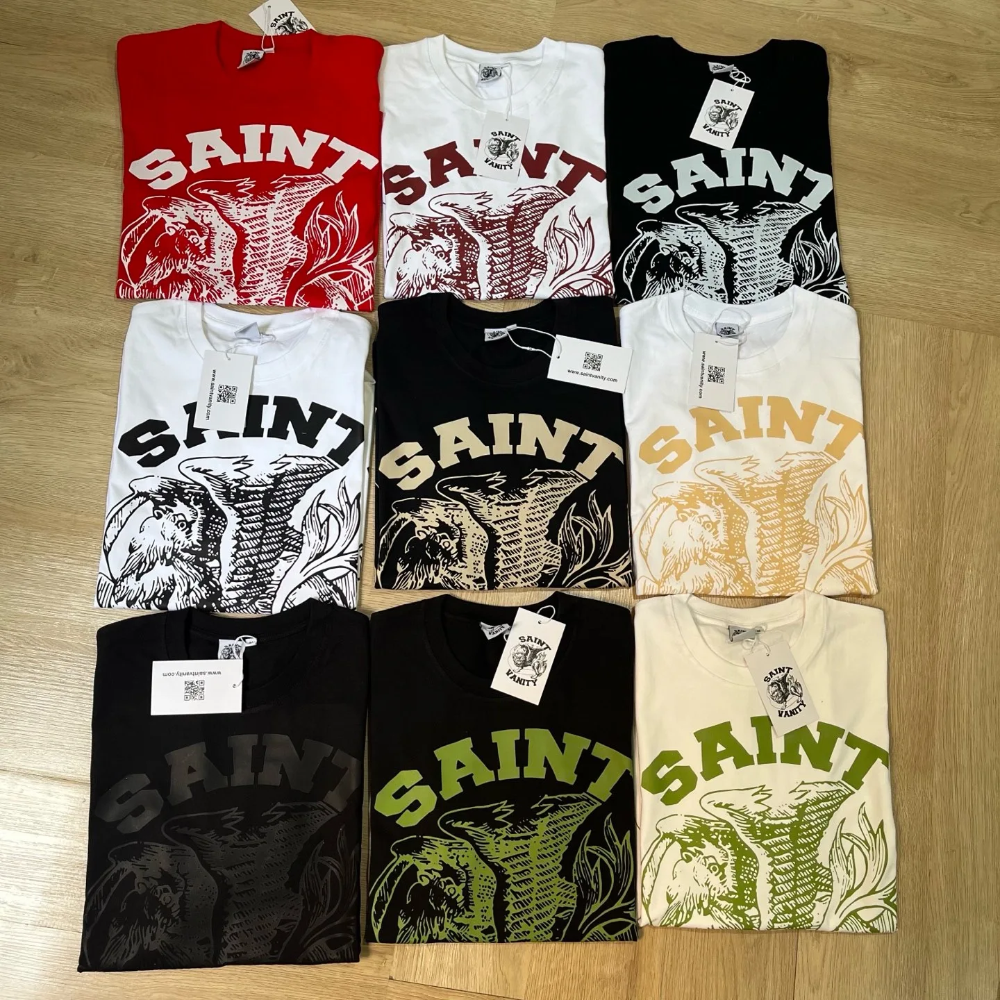 New SAINT VANITY Casual Short Sleeve T-Shirt Letter Print Comfortable Cotton Streetwear Suitable for Men And Women