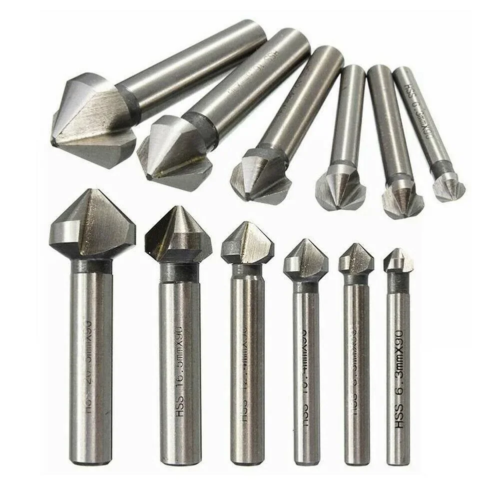 

6pcs 90 Degree 3 Flutes HSS Countersink Drill Bit Chamfering Tool 6.3 To 20.5mm Wood Milling Cutter Woodworking Tools