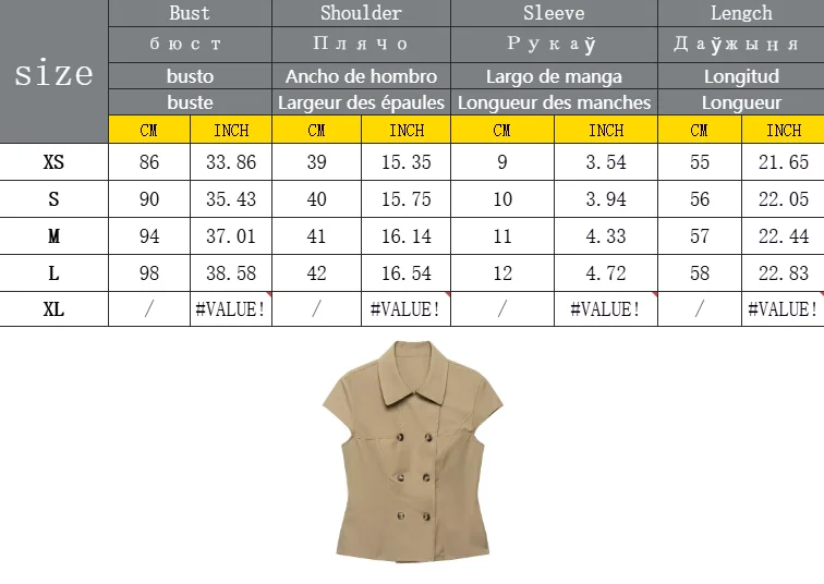 Damen Doppelreihige Bluse 2026 Sommer Kurzarm Umlegekragen Slim Fit Knopfleiste Hemd Elegante Büro-Damen Oberteile – Detail 1