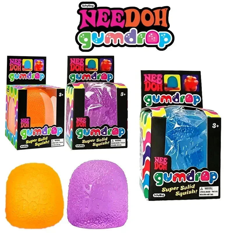 Needoh Gumdrop Squish Sensory Toy Non-Toxic Clear Maltose Slow Rising Fidget Ball for Autism ADHD Focus Daily Anxiety Reduction
