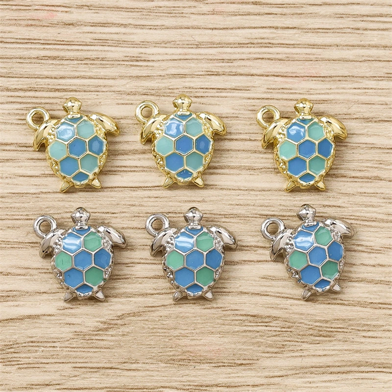 5 Stück 12x12mm Cartoon-Tier-Anhänger aus Emaille-Legierung, Schildkröten-Anhänger für die Schmuckherstellung, Ohrringe, Halsketten, Armbänder, DIY-Geschenke – Detail 2