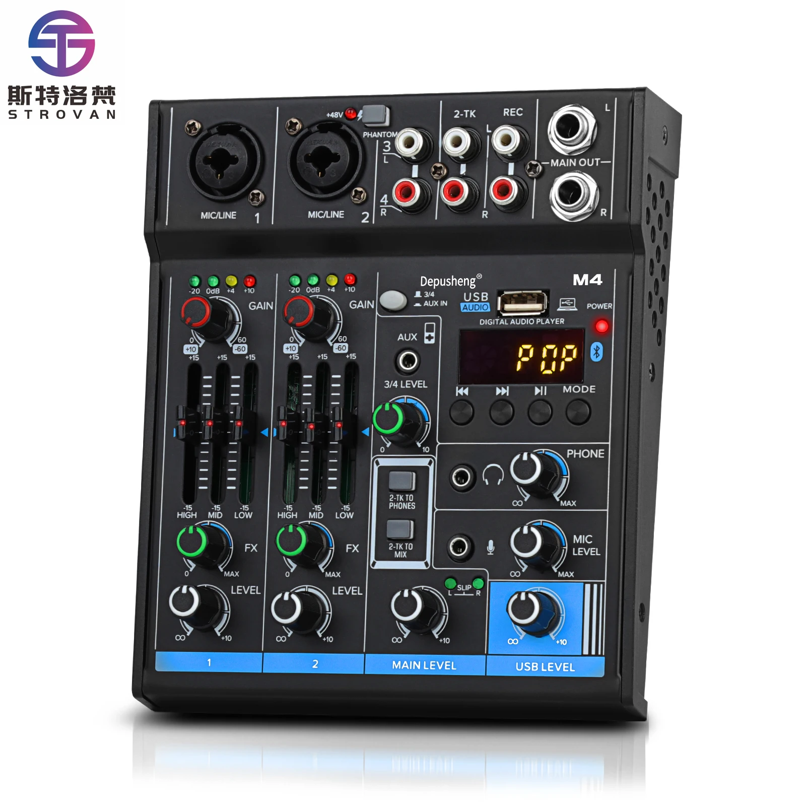 

M4 Professional Portable Digital USB Recording Studio 4 Channel Mini Audio Mixer