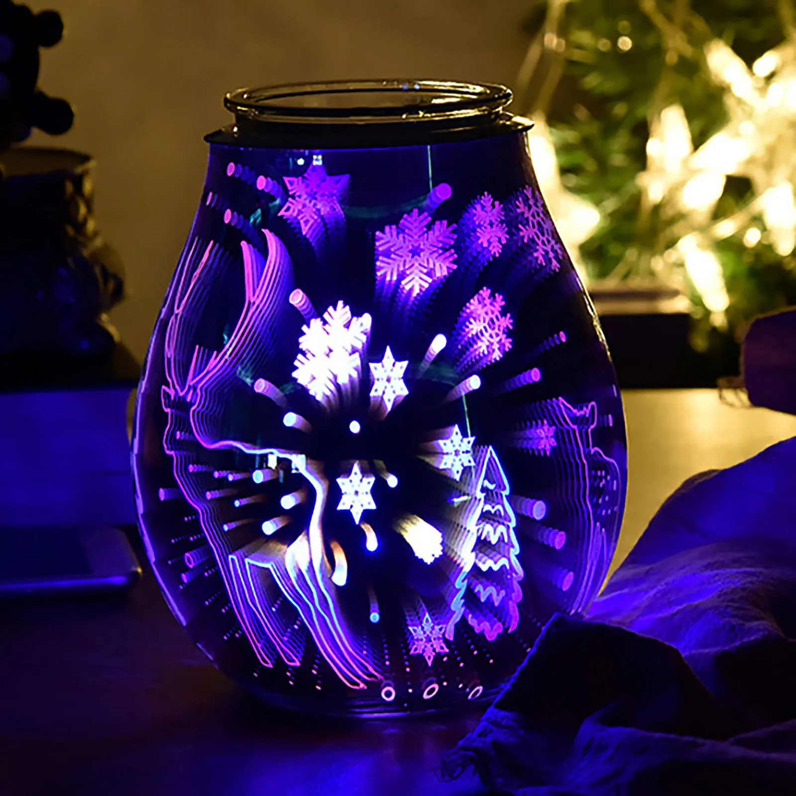 Christmas Glass Aroma Lamp Glass Electric Oil Warmer Candle Warmer Wax Tart Burner Aroma Night Light For Home Office Gifts Decor