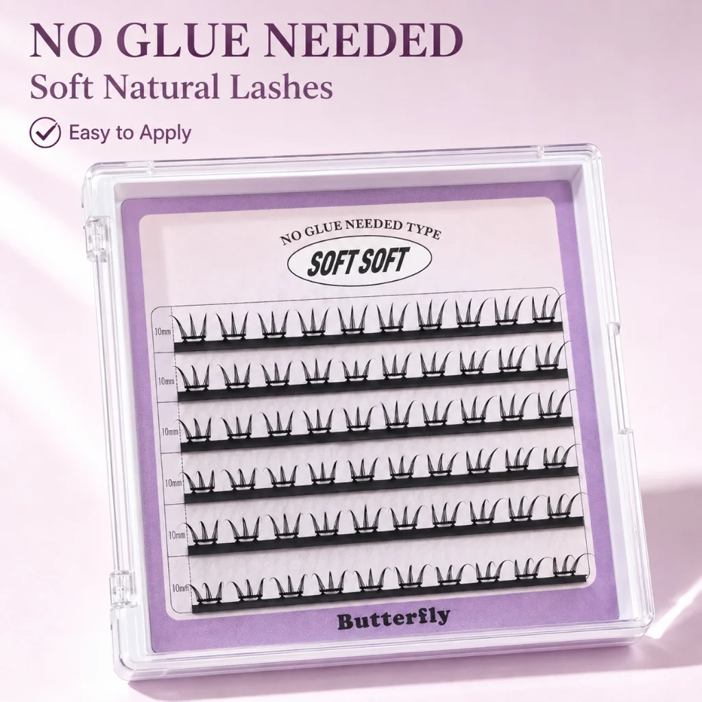 DIY False Eyelashes Noglu Eyelashes Eyelash No Glue Individual Lashes Fluffy Cluster Reusable Bottom Lash Extension Kit for Home