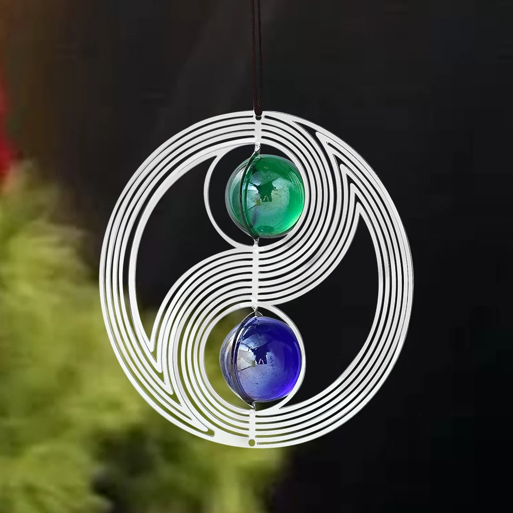 3D Wind Twist Tai Chi Pendant Home Decor Rotating Wind Chimes Wall Hanging Decor Room Decoration Accessories Bird Repeller Craft