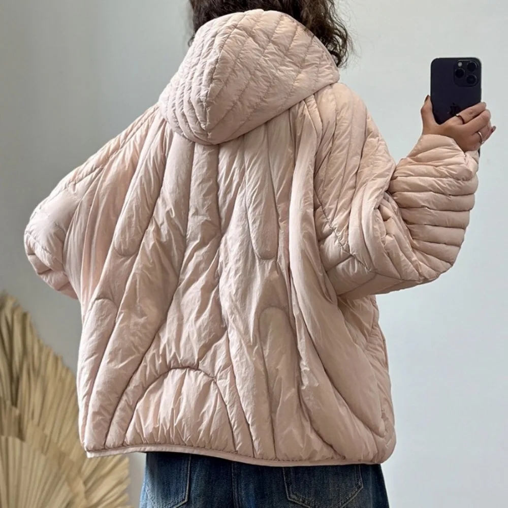 2024 Autumn Winter Women Oversized Puffer Jacket Women Short Ultra Light White Duck Down Coat Female Hooded Warm Parkas Outwear