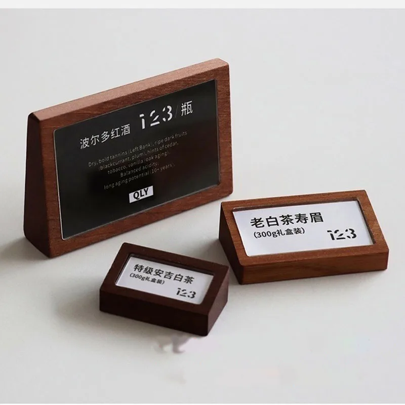5pcs Shabili Wood Price Tag Sign Holder Display Stand Snack Price Card Tag Supermarket Label Holder Table Number Stand Display