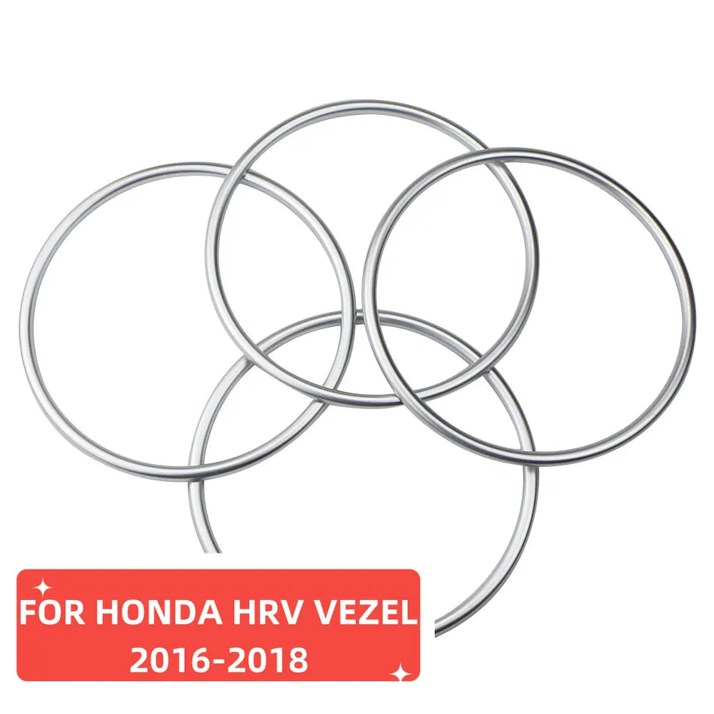 4Pcs Chrome Car Door Stereo Speaker Circle Cover Ring Trim for Honda HR-V HRV Vezel 2016 2017 2018 2019 2020 Accessories