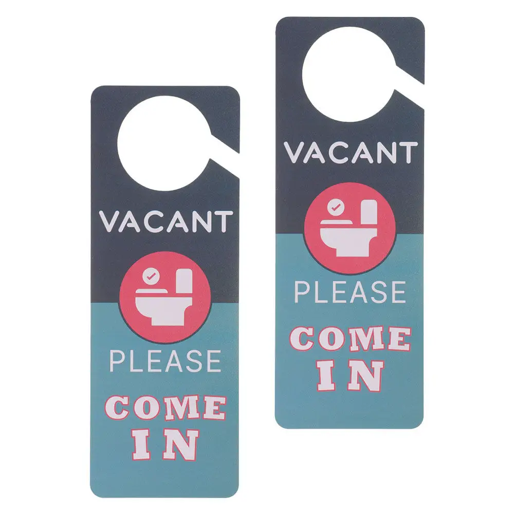 2Pcs Toilet Door Sign Double-Side PVC Bathroom Occupied Vacant Sign Humor Decor Easy Installation Pre-Drilled Hole Restroom