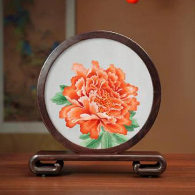 Chinese Suzhou Embroidery Double Sided Silk Craft | Handmade Decorative Desk Ornament | Unique Cultural Souvenir