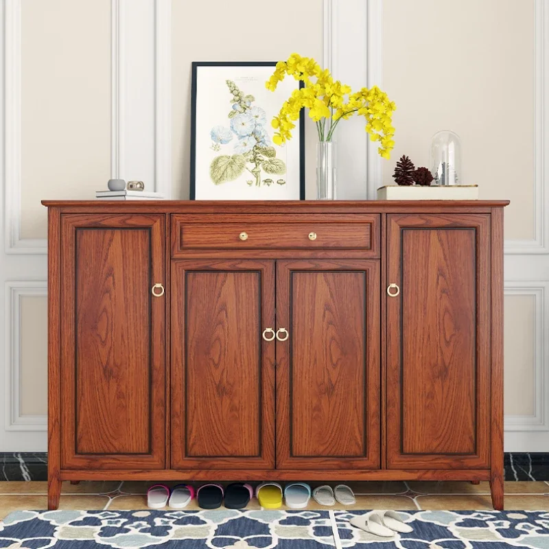 

Шкаф для обуви большой емкости из цельного дерева, вход в гостиную, прихожая, шкаф, многофункциональный шкаф для хранения, современный