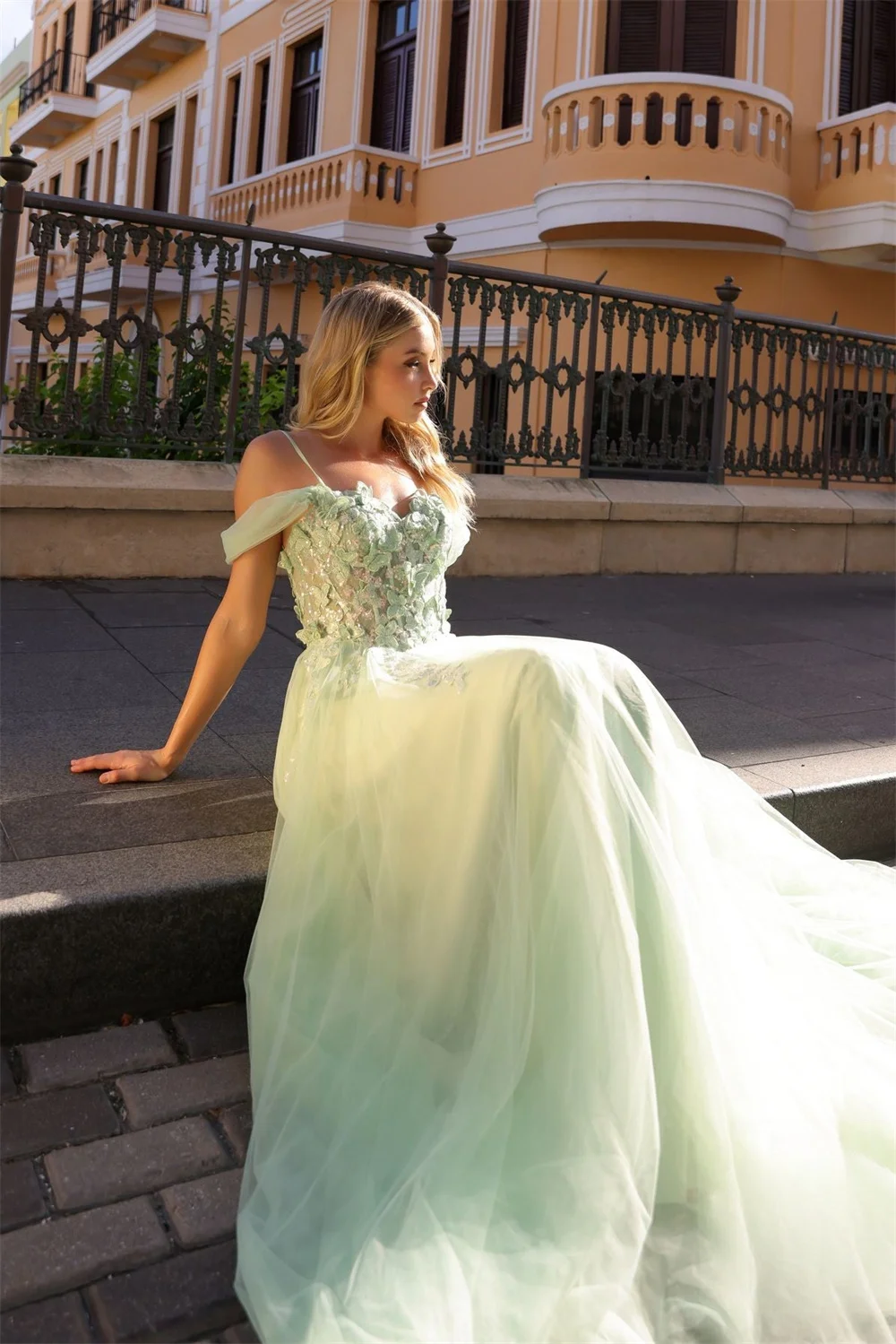 Amanda 2024 Princess Spring Light Green Vestido De Novia Sweet 3D Butterfly A-line Evening Dress Lavender Prom Dress 2024