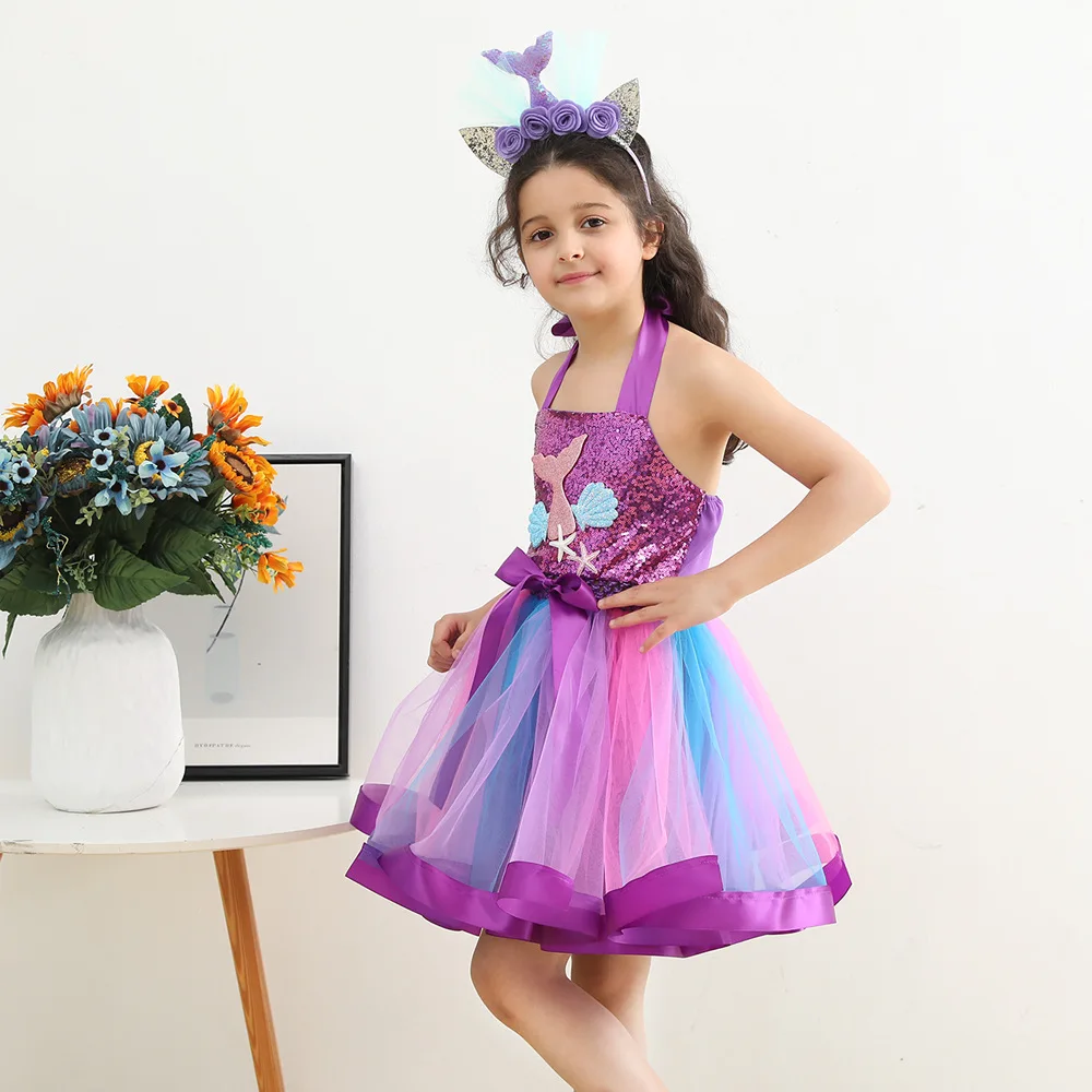 Costume de Cosplay Petite Sirène pour Fille de 2 à 12 Ans, Déguisement de Princesse Ariel, Robe de Jeu pour Halloween, 2024