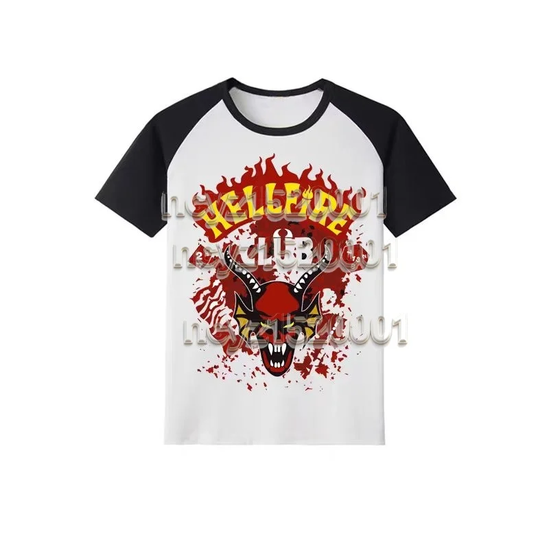 

Plus-Size Loose Demon 3D Print T-Shirt with Dark Dice Elements, Short Sleeve, Trendy for TV Show Fans