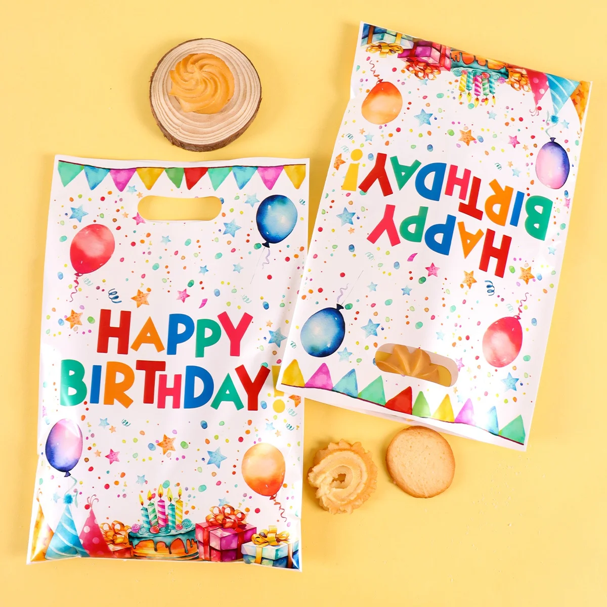 10/20/50 Stück Geschenkverpackungsbeutel mit buntem Ballonmuster zum 1. Geburtstag, Süßigkeiten- und Kekstüten für Partyzubehör zum 1. Geburtstag – Detail 3