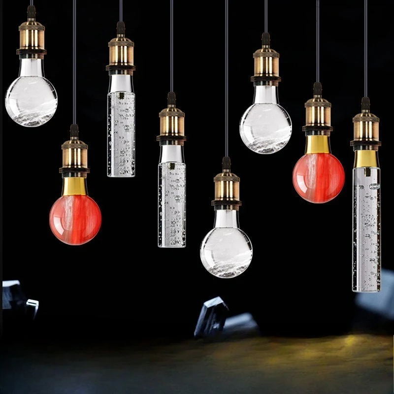 LED crystal ball light E27 screw mouth glass bubble cylindrical bubble creative atmosphere projection decorative light