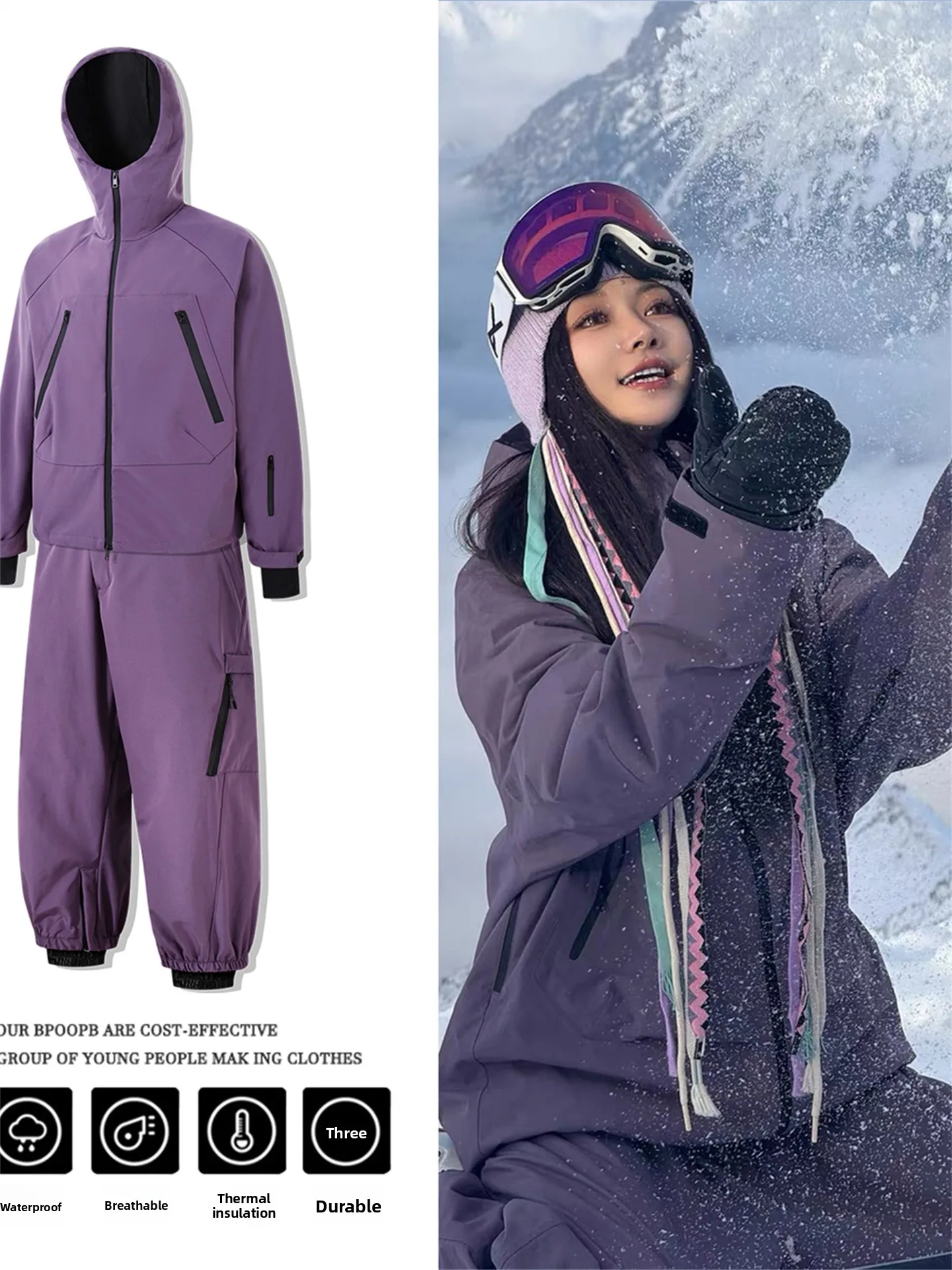 

Комплект для зимнего катания на лыжах: мужская и женская куртка для активного отдыха, водонепроницаемые брюки для сноуборда, лыжный топ с длинным рукавом и длинные брюки