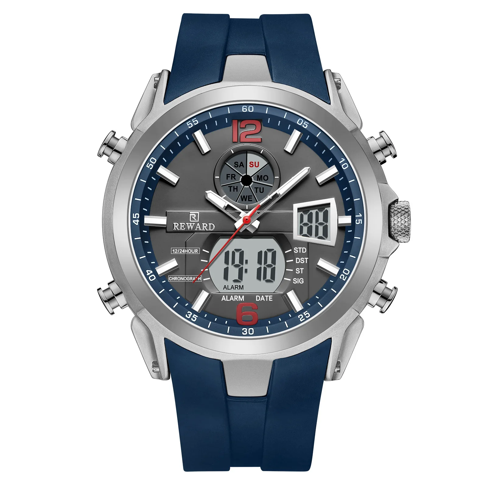 Orologio elettronico da uomo sportivo multifunzionale Orologio impermeabile luminoso multifunzionale Orologio da uomo con doppio puntatore a movimento