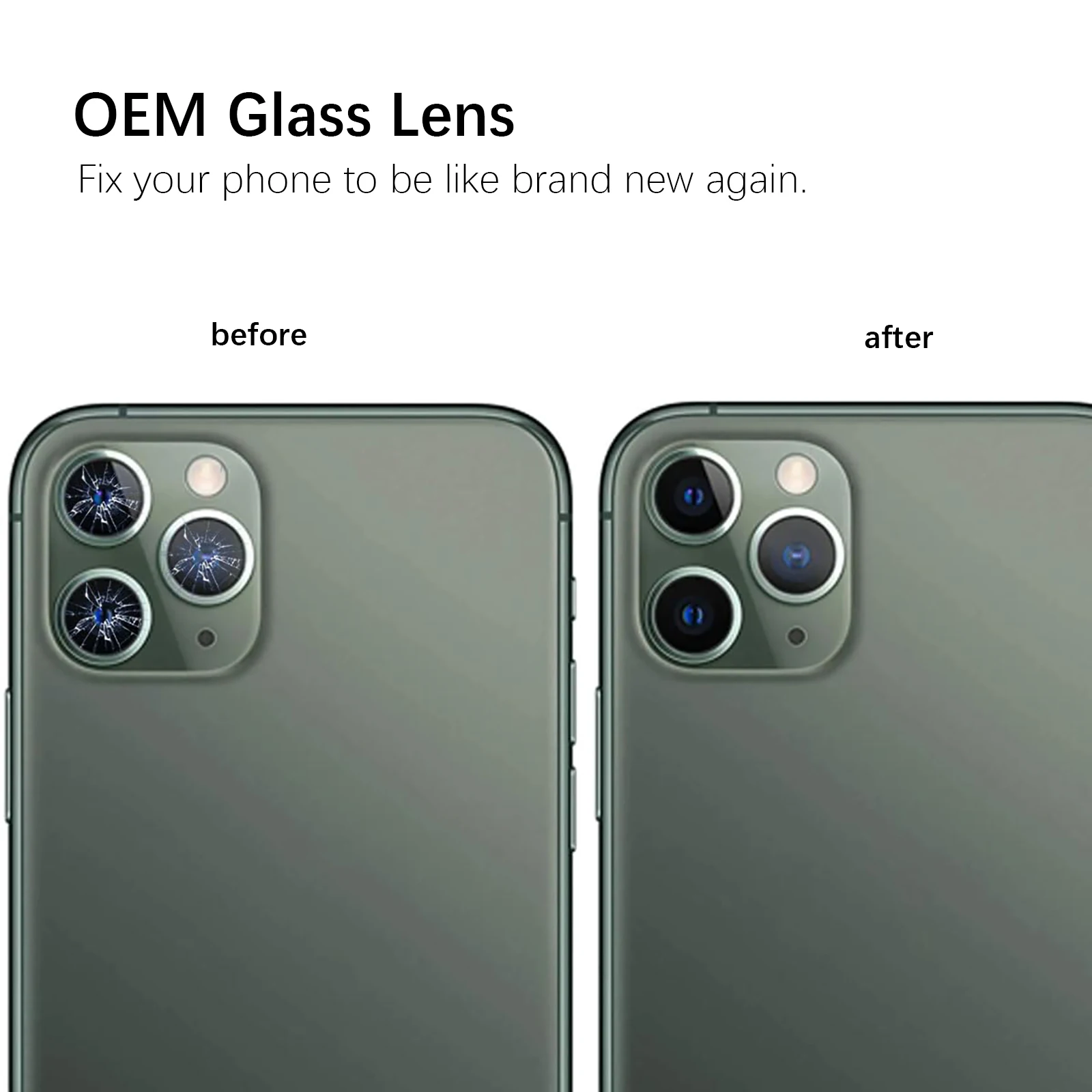 مجموعتان من زجاج عدسة الكاميرا الخلفية الأصلية لهاتف آيفون 11 برو / 11 برو ماكس مع مجموعة أدوات لاصقة مثبتة مسبقًا والإصلاح