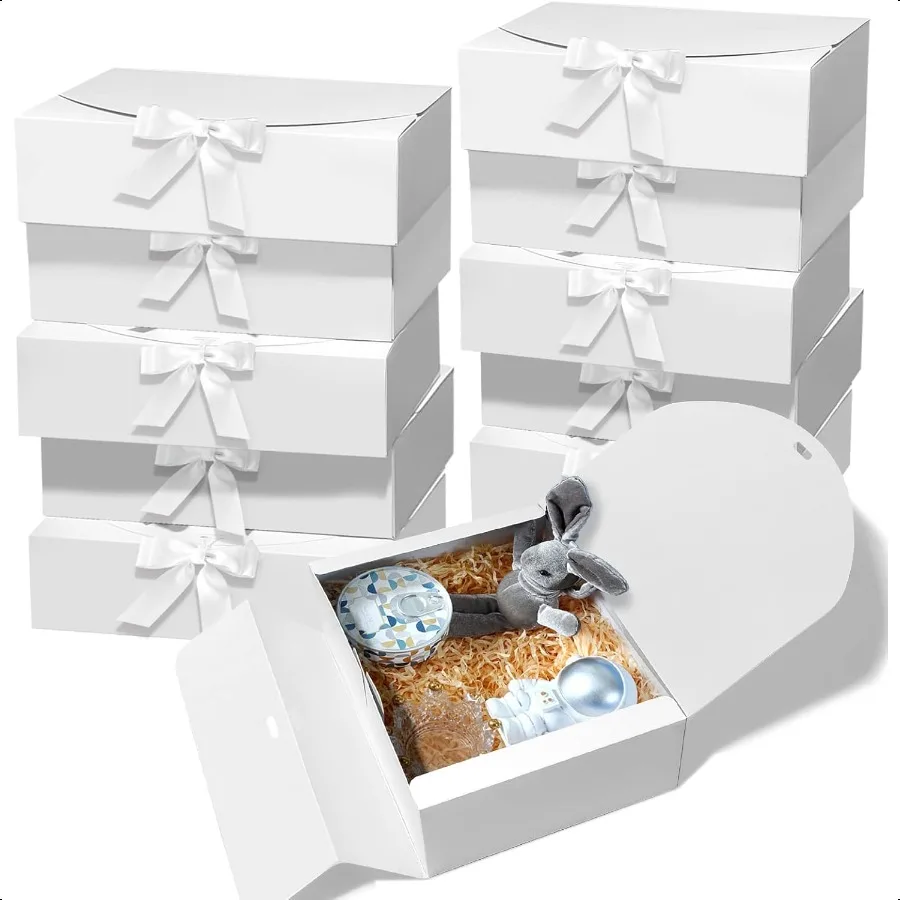 

10 PCS Gift Boxes 10.6x7.8x3.1 Inch Kraft Paper White