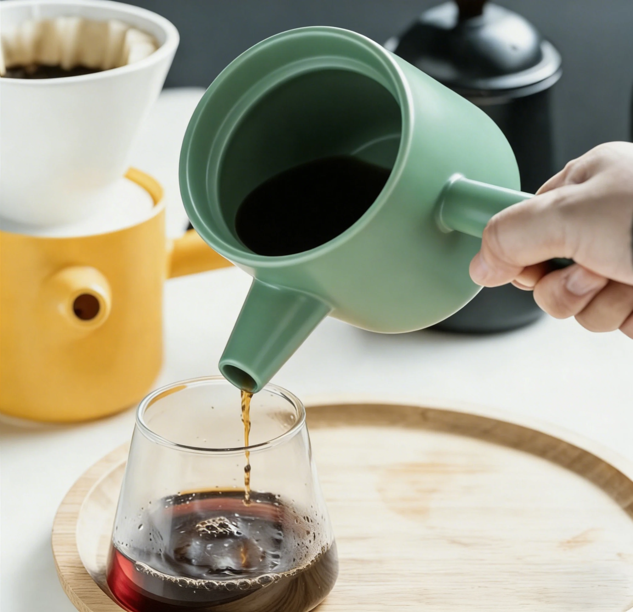 

Ceramic Pour Over Coffee Maker Set 450ml Handmade Drip Cone Dripper & Coffee Pot Brewer Reusable Coffeeware Barista Accessories