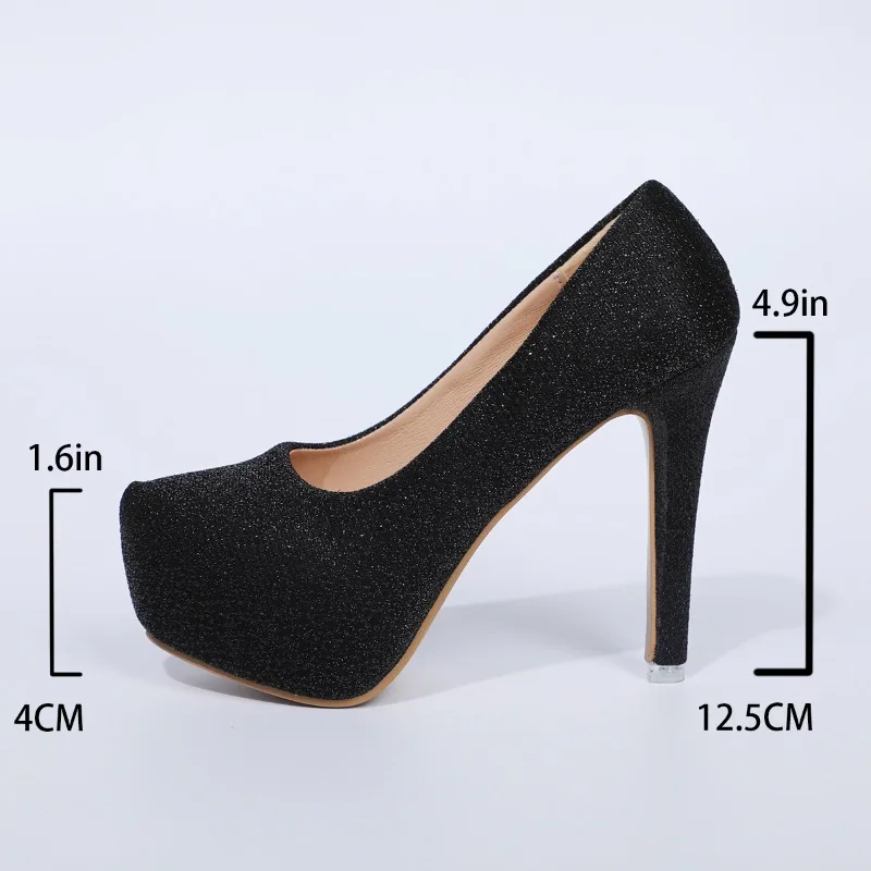 Scarpe da donna 2024 nuova moda tacchi alti scarpe da sposa da donna Solid paillettes punta tonda eleganti tacchi alti da donna Zapatos