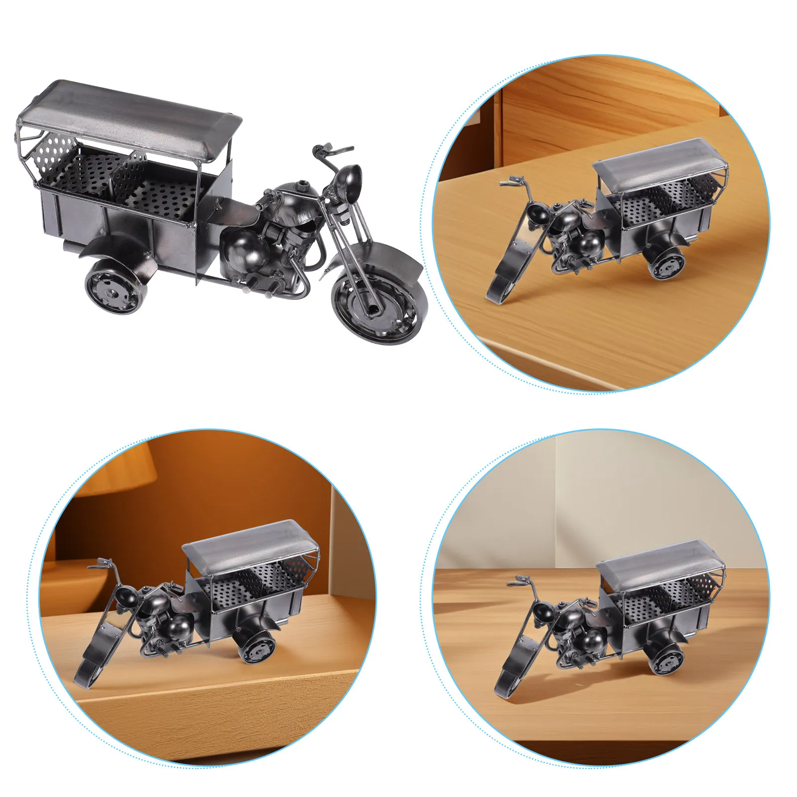 

Vintage Metal Tricycle Desktop Ornament Retro Home Office Decor Lifelike Miniature Sculpture Desk Accessory Cute Adornment Craft