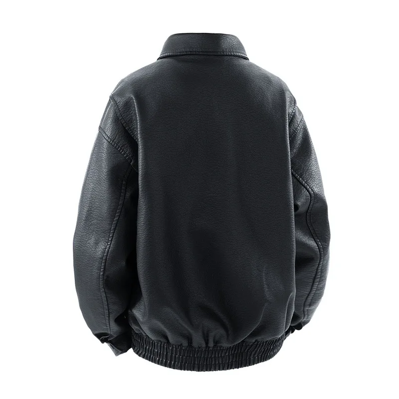 Lapel Collar Zip‑Up Jacket Multi Cargo Flap Pockets Loose Fit Outerwear Elastic Hem Windproof Coat for Street Daily Casual Wear