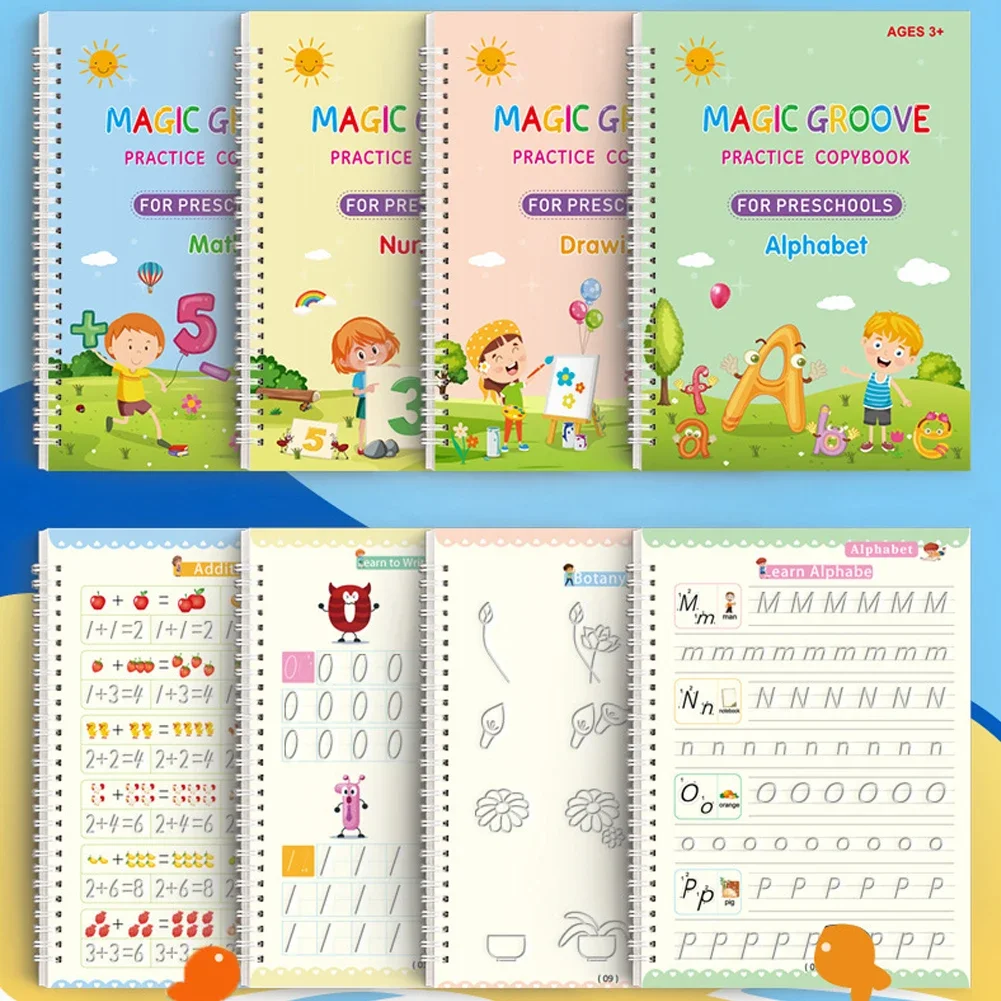 Children Montessori Pen Control Training Writing Sticker Learning Educational Toy Reusable Magic Copybook Drawing Toys for Kids