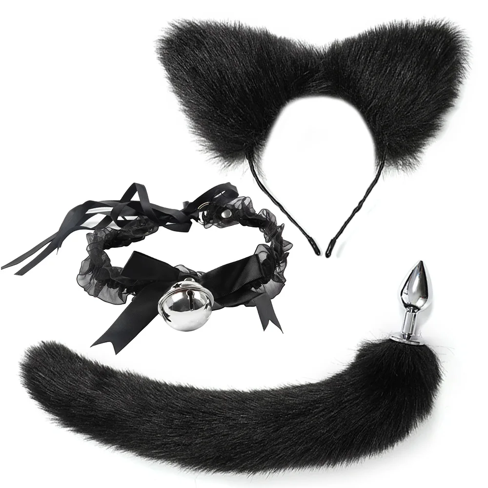 Cosplay Anal Sex Toys Fox Tail Butt Plug Role Play Hair Hoop Cat Choker Fetish Women Nipple Clamps Exotic Accessories For Couple