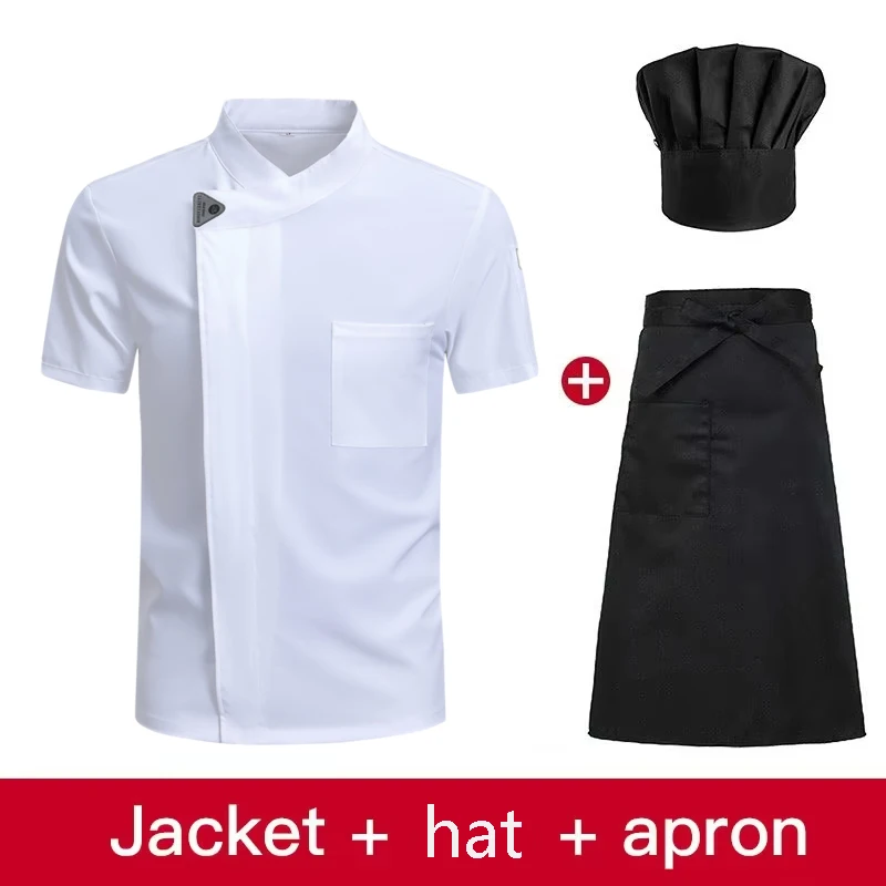Chef Jacket Men Short Sleeve Women Kitchen Cook Shirt Barber Bartender Pastry Restaurant Waiter Uniform - Image 5