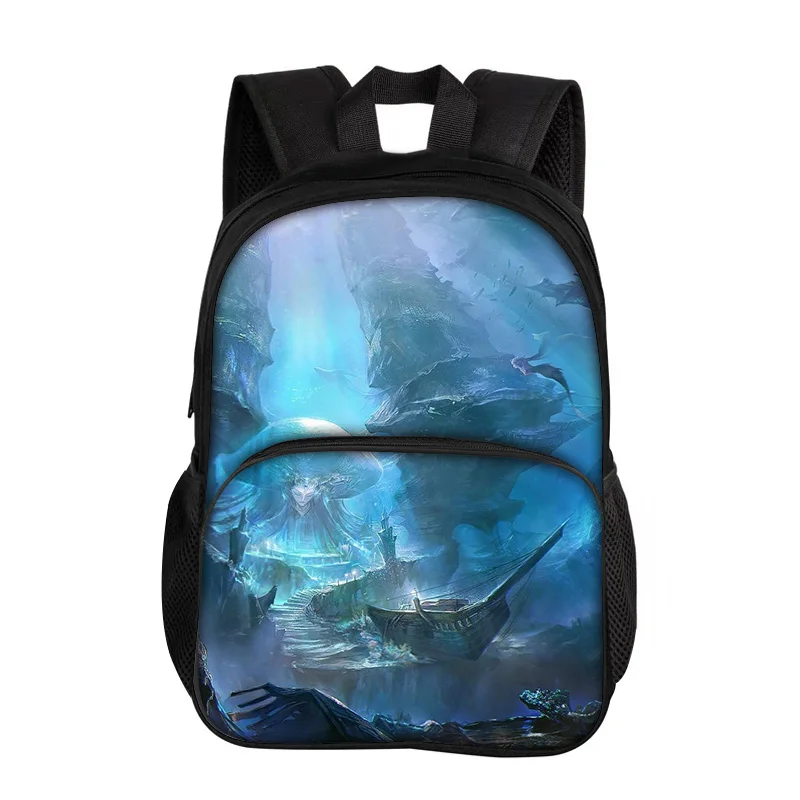 Underwater World  Round Front Bag Backpack Versatile Fashion Trend Cartoon Boy and Girl School Birthday Best Gift