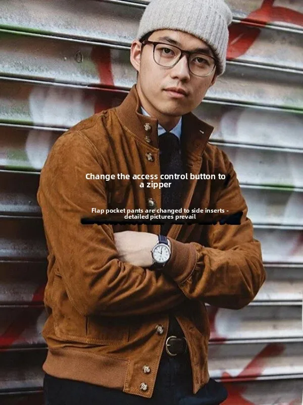 

Italian Suede Jaet Loose Fit Stand Collar Men's Women's High End Anti-Wrinkle Wear Resistant Classic Sle Spring Autumn