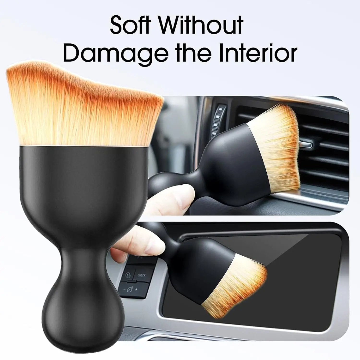 Escova de Limpeza para Interior de Carro com Estojo, Escova para Limpeza de Saída de Ar Condicionado do Console Central, Ferramentas de Limpeza de Car