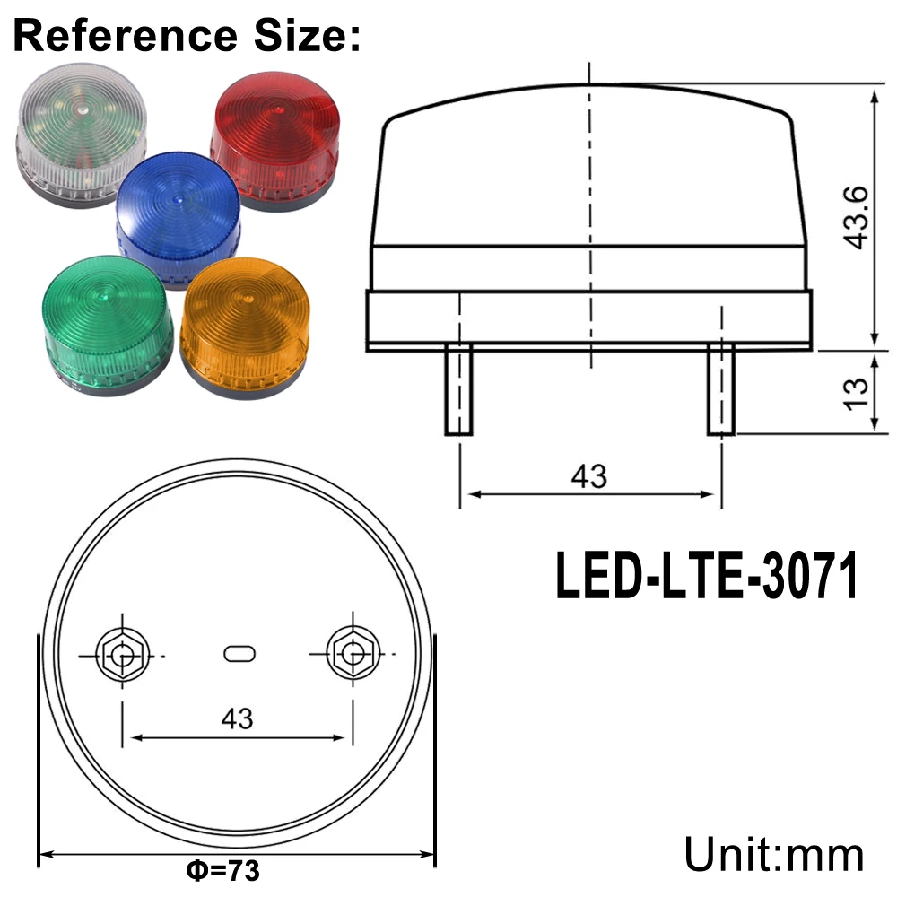 Luz de advertencia de señal de baliza estroboscópica, lámpara LED intermitente, alarma de seguridad, zumbador de sonido LED-3071 AC110V220V DC12V24V