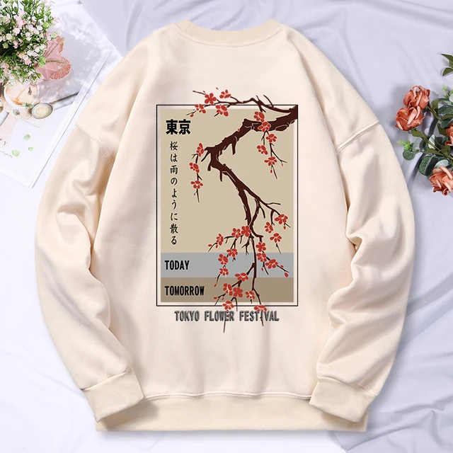 Today Tomorrow Tokyo Flower Festival Mężczyźni Kobiety Bluza z kapturem Luźna bluza z kapturem Jesień Crewneck Fleece Oversize Bluza Loose Casual Hoody