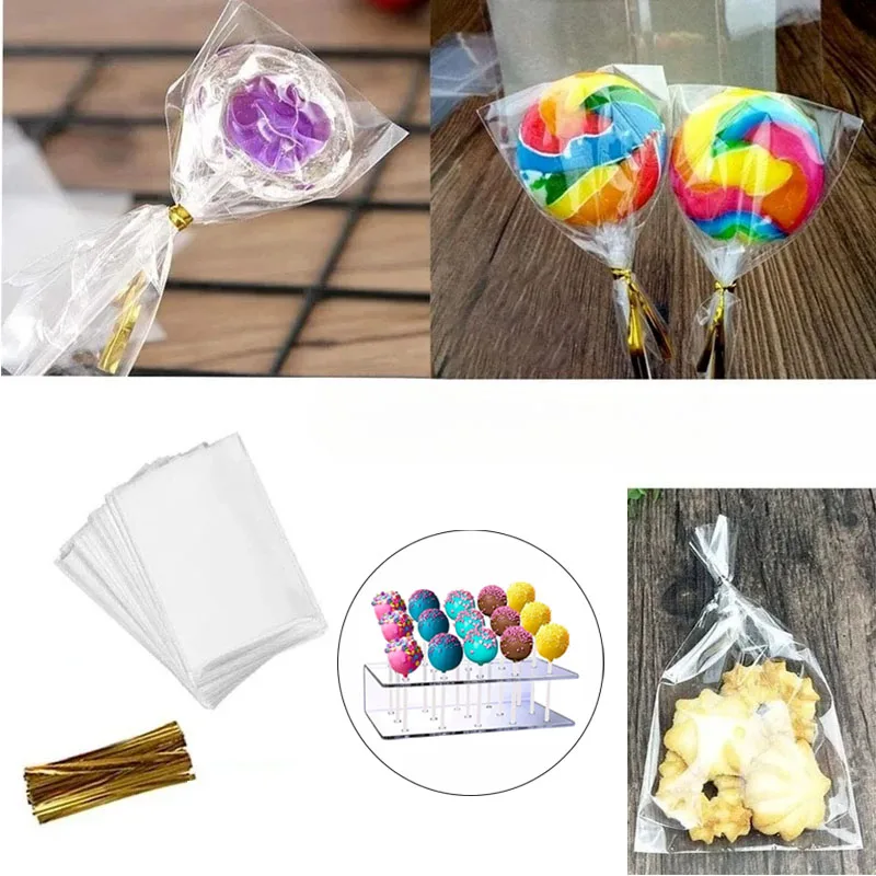 Lollipop Stick Cake Pop Snack Bag Wrap Snack Bars Golden Kinks 15 Hole Transparent Candy Rack for Making Candies Chocolates