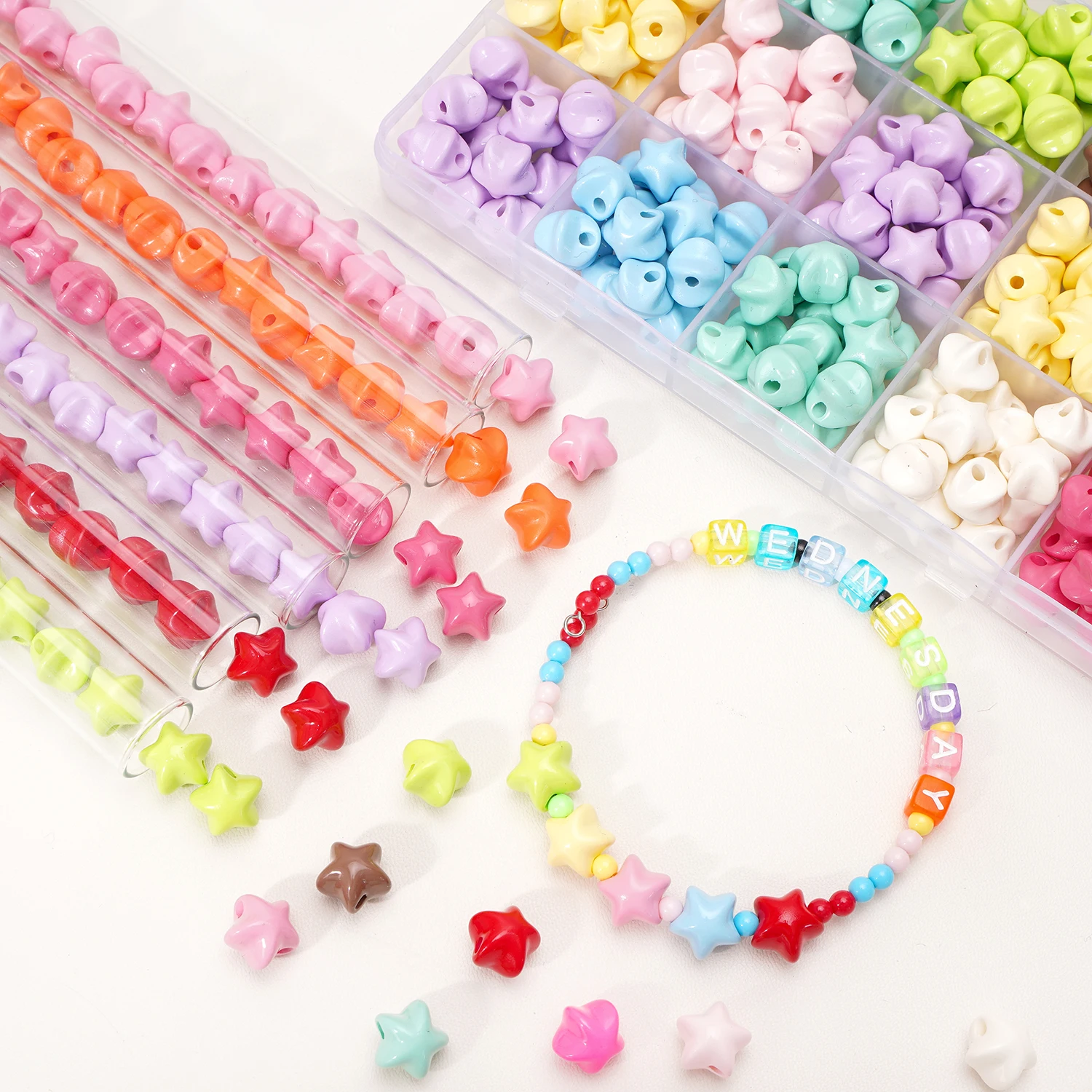 5/10Pcs Multicolour Star Acrylic Beads For Jewelry Making Loose Spacer Beads DIY Bracelet Necklace Earrings 2mm Hole Beads