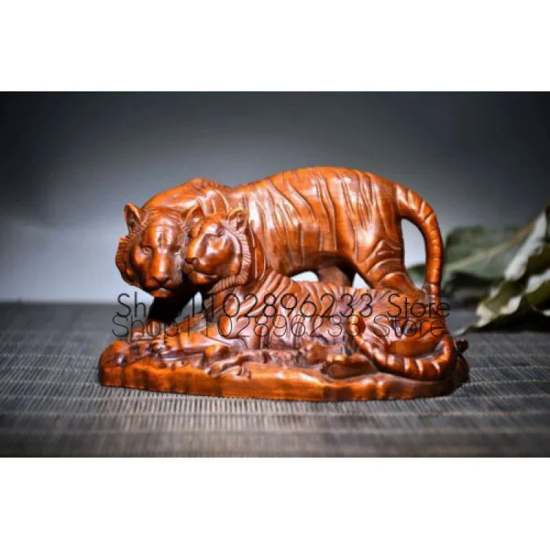 Collect Chinese Boxwood Wood Carving Exquisite Tiger Statue Collection Sculpture