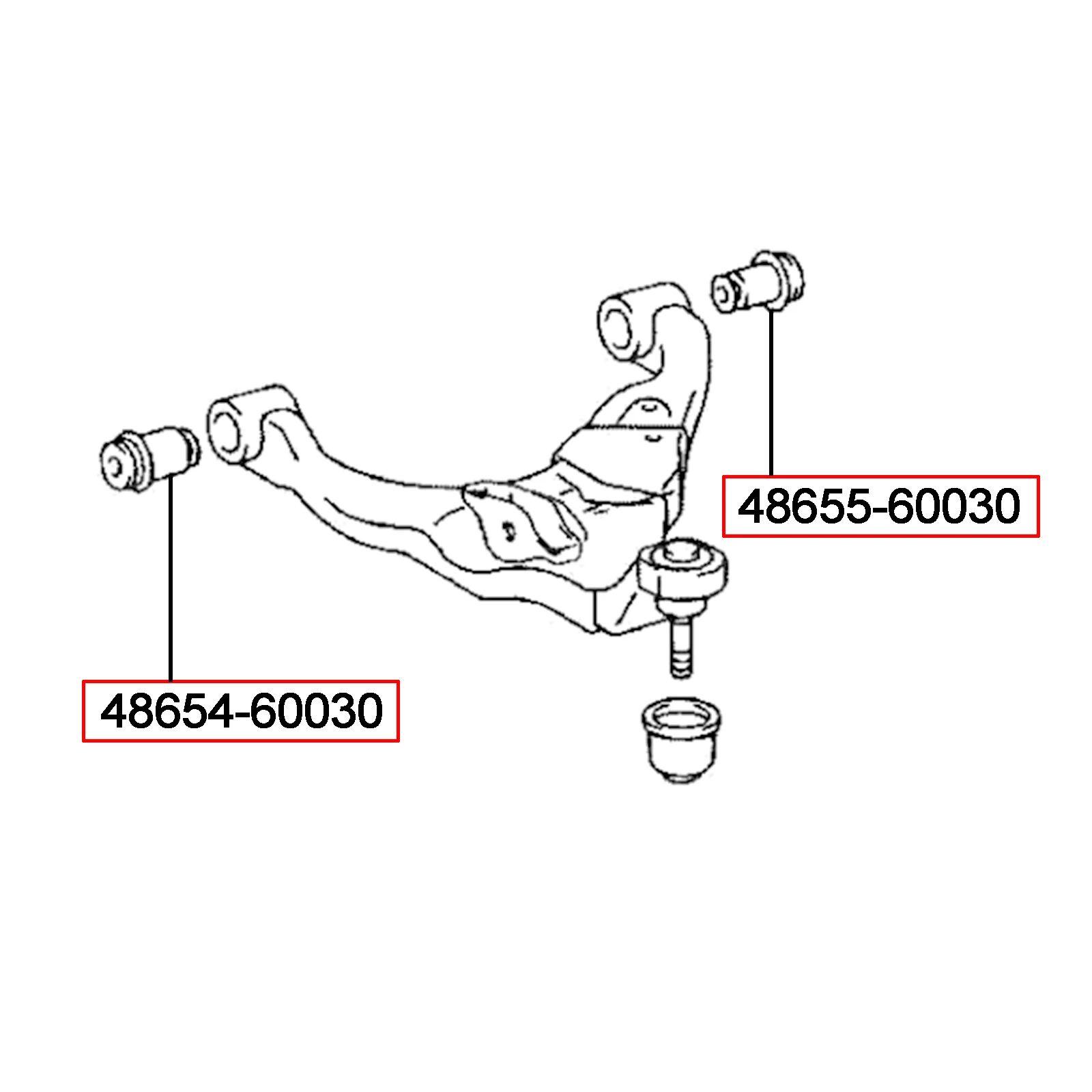 Car Front Bushing Lower Control Arm For Toyota Land Cruiser Prado J120 4Runner Lexus GX470 2003 - 2009 48654-60030 48655-60030