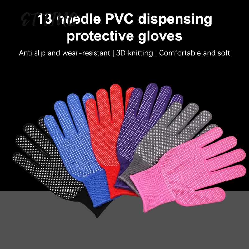 1 Pairs 13 Needle Nylon Labor Gloves PU Palm Coating Safety Protective Anti Slip And Anti-static Work Gloves