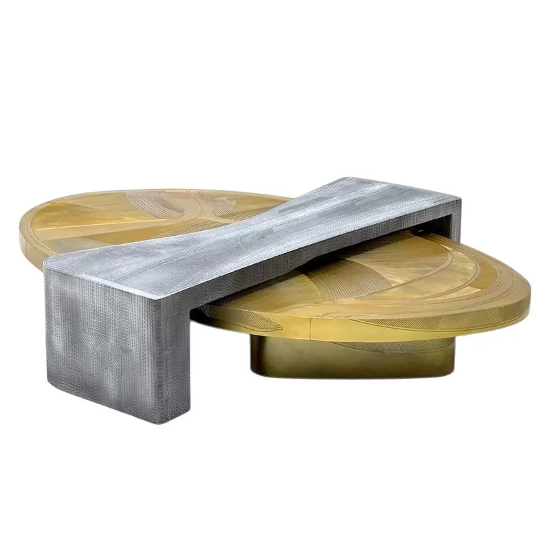 luxury high-end stainless steel coffee table villa creative designer artist home living room special-shaped tea table