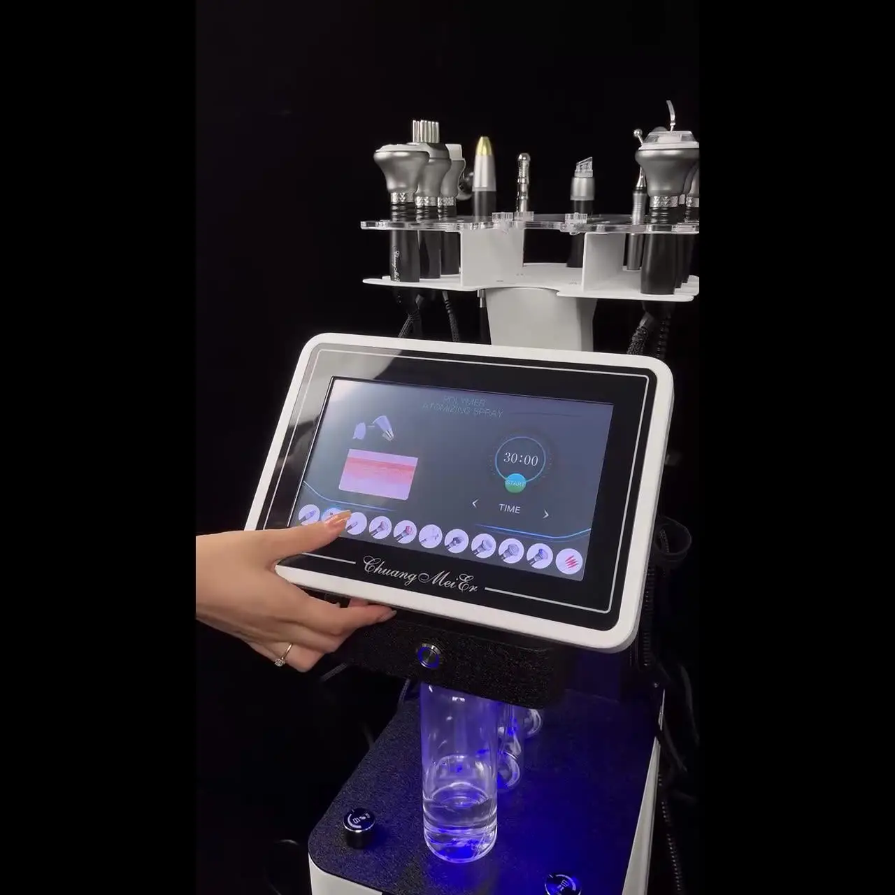 Professional 11 in 1 Multi-Function Beauty Device for Facial Eye Scalp Care Oxygen Jet Machine Acne Skin Repair