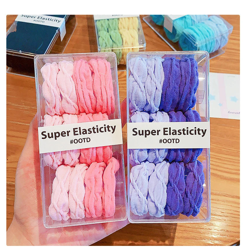 Neue 12er-Box Rüschen-Haargummis für Damen und Mädchen, hochelastische Haargummis aus Stoff, koreanische Macaron-Farben, Pferdeschwanz-Haargummis, Geschenk 2026 – Detail 5