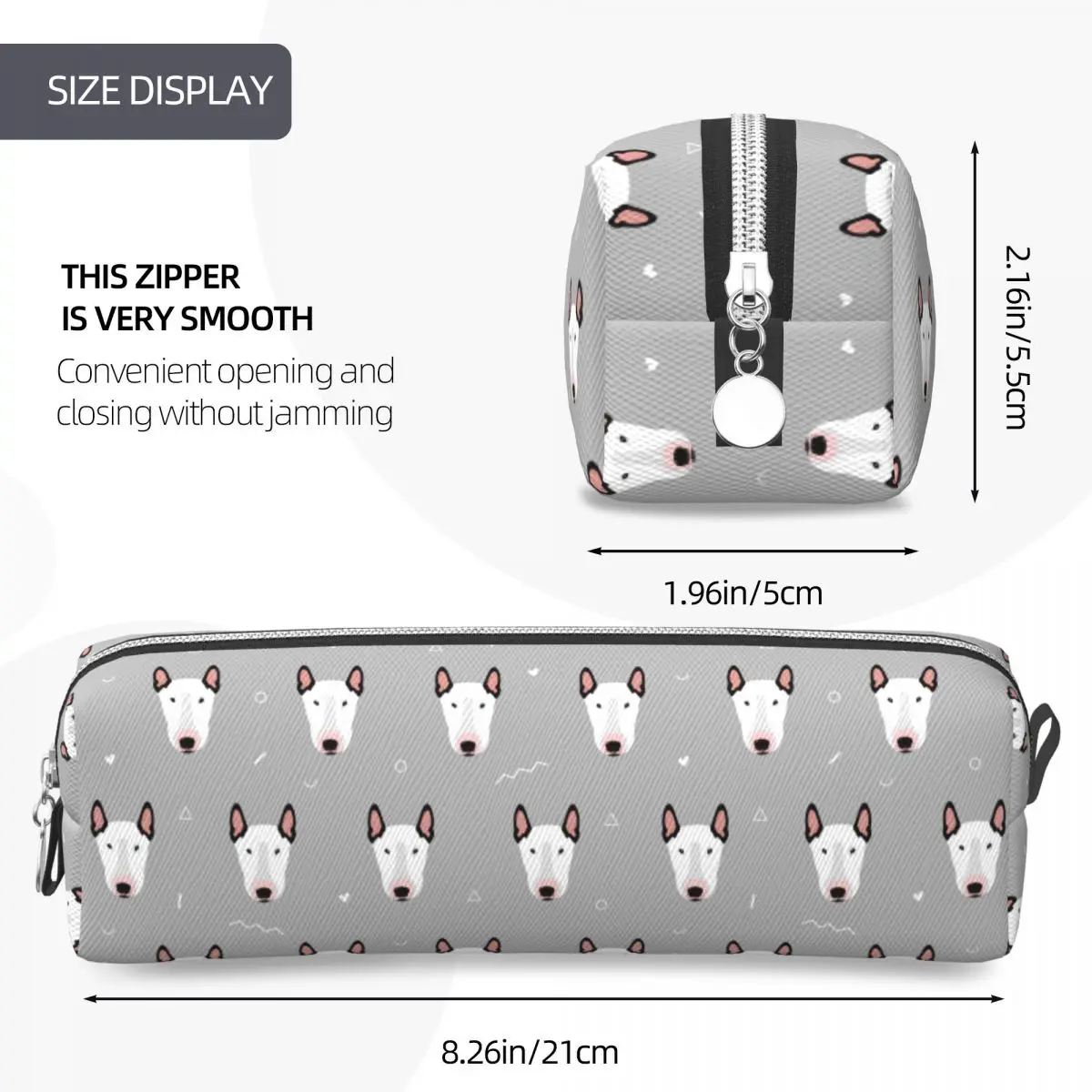 Bull Terriers Pencil Case Gift for Animal Dog Lover Pen Box Bags Girl Boy Large Storage Students School Gifts Pencilcases