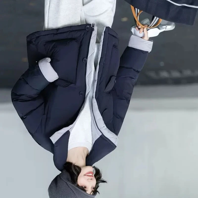 

Trend Jacket Warm Winter Winter Women's Cold Coat Parka Patchwork Pocket Zipper Windproof Coat Design High Quality Cotton Padded