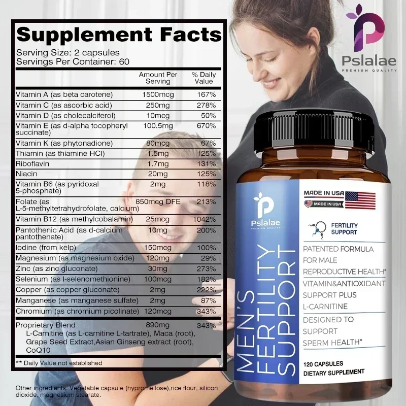 Male Fertility - Antioxidant, Supports Male Reproductive Health, Enhances Male Strength, Maintains Vitality, Non-GMO