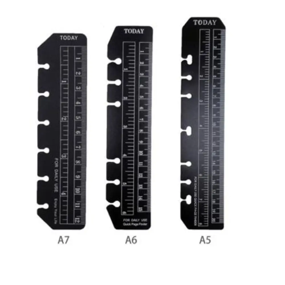 Multifuncional Transparente Notebook Ruler, Loose Leaf Bookmark, Student Stationery, Drawing Tool, Drafting Ruler, 6 Buracos