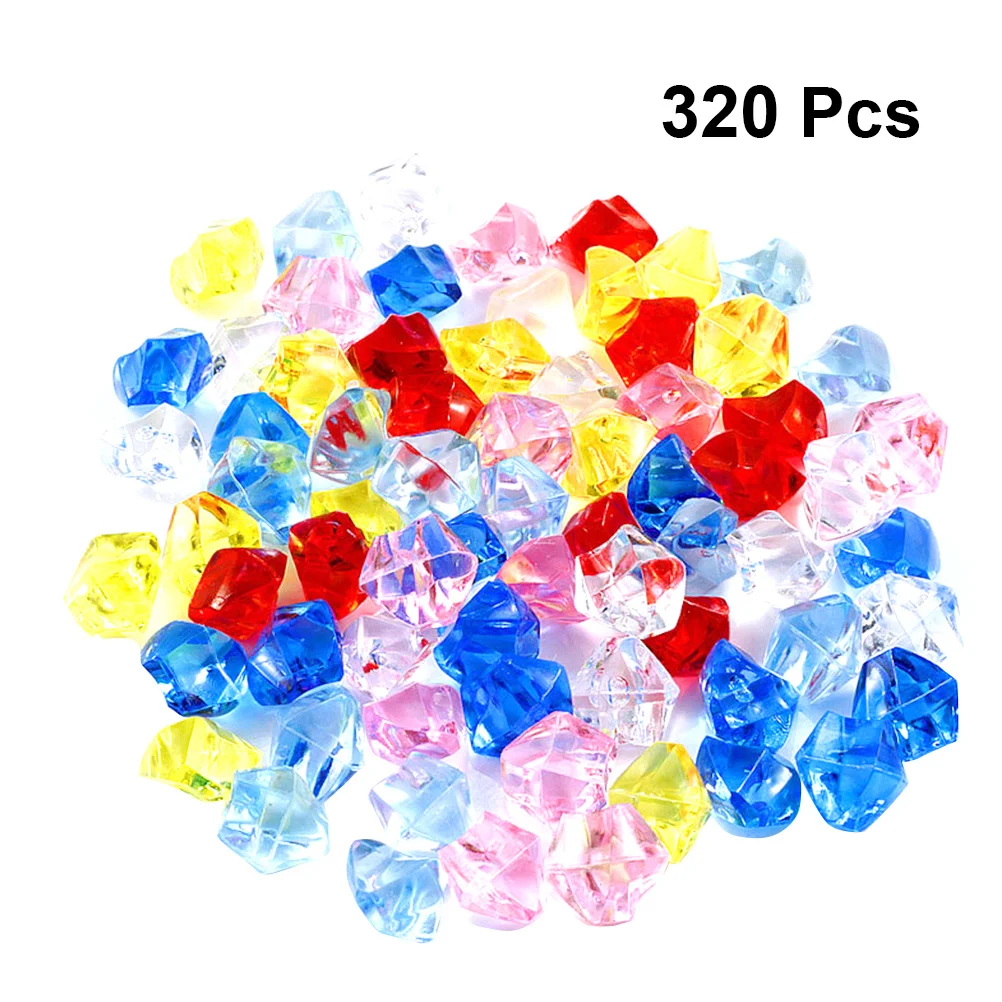 

320Pcs Acrylic Stones Transparent Colored Crystal Fake Ice Decoration Vase Filler Aquarium Decor DIY Craft Stone Table Scatter