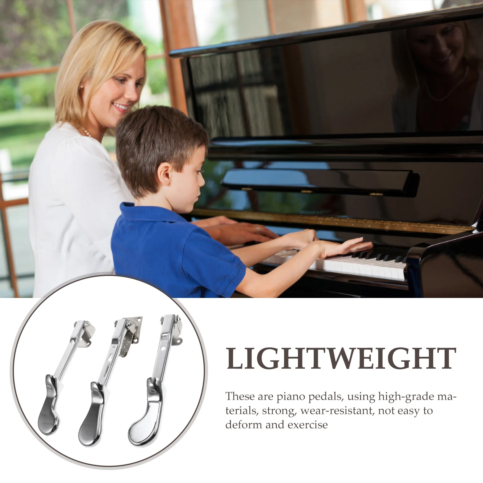 

3Pcs Piano Pedals Replacement Alloy Durable Sustain Pedals Upright Piano Parts Accessories Sustain Food Pedal Instrument Parts